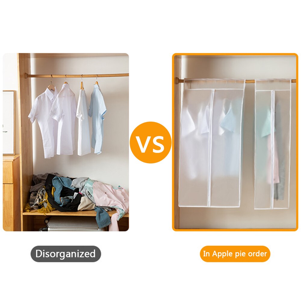 Zipper Dust Clothes Cover Wardrobe Suit Clothes Storage Bags Closet Hangers Case Clothing Organizer