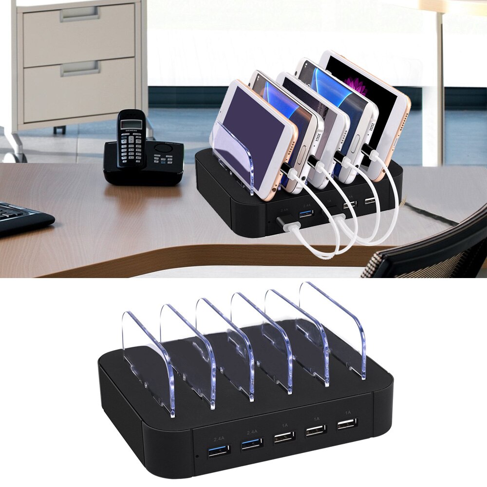 Besegad Multi 5 Poorten USB Hub Laadstation Afneembare Charger Dock Stand Houder voor Mobiele Telefoon Tablet PC EU US plug