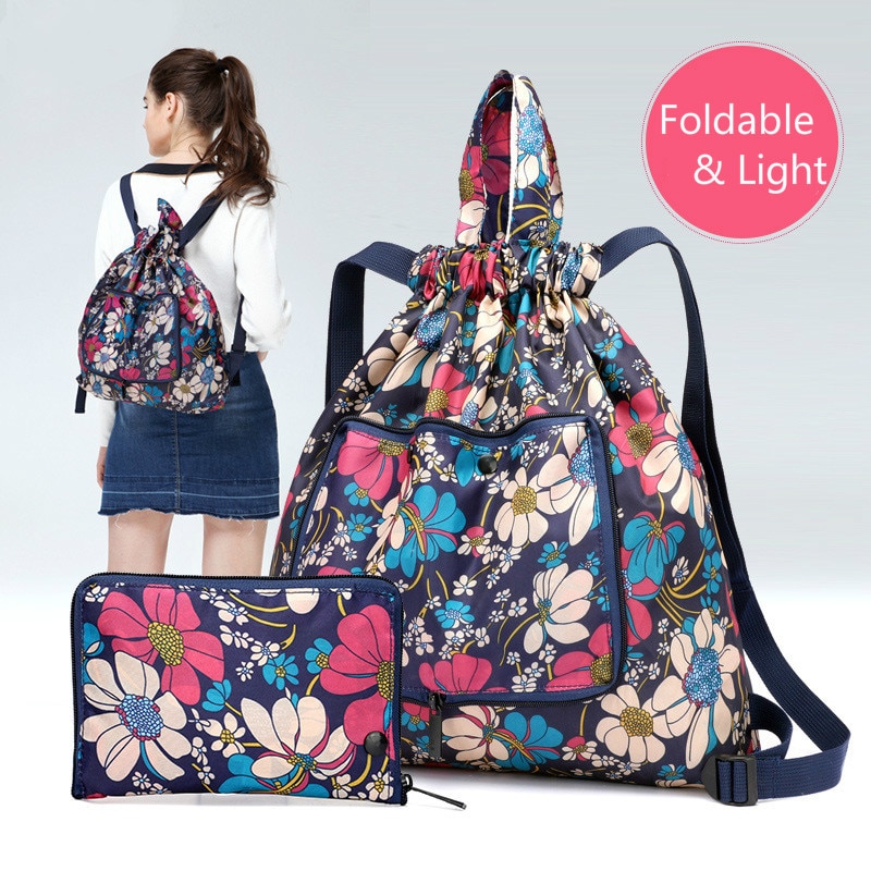 Multifunctional Backpack Women Leisure Printing Backpacks Nylon Waterproof Shoulder Bags Shopping Large Capacity Backpack Travel