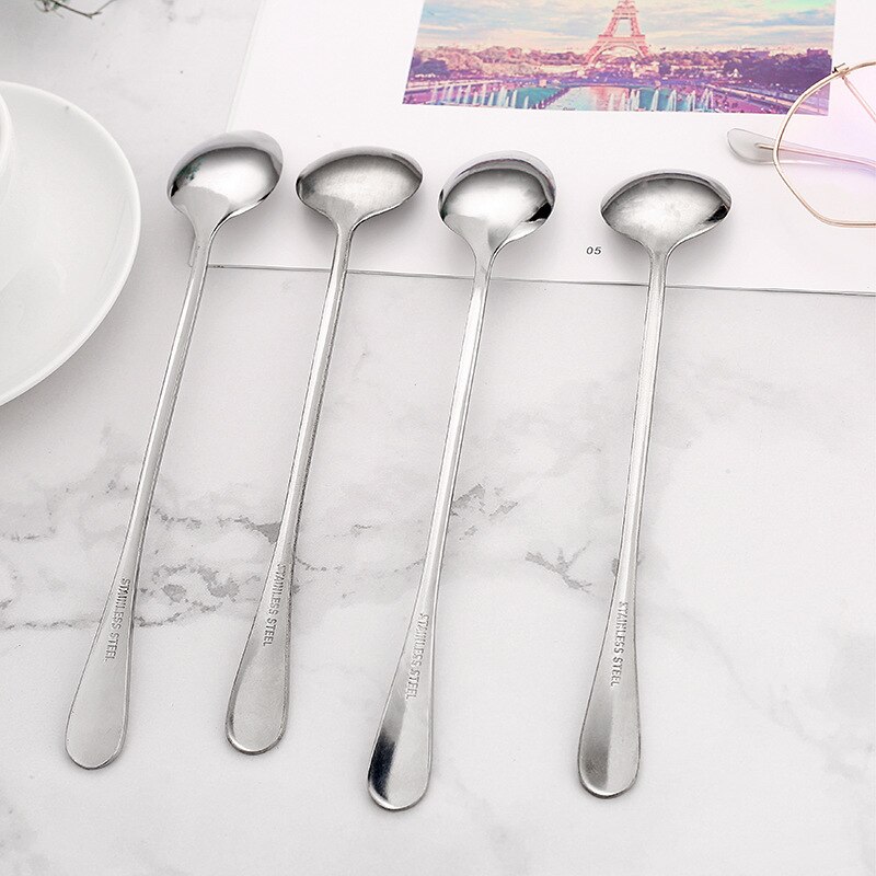 Cucchiaino da caffè a manico lungo cucchiaino da dolce in acciaio inossidabile cucchiaino da tè per accessori da cucina per posate da picnic tutto'aperto per la casa