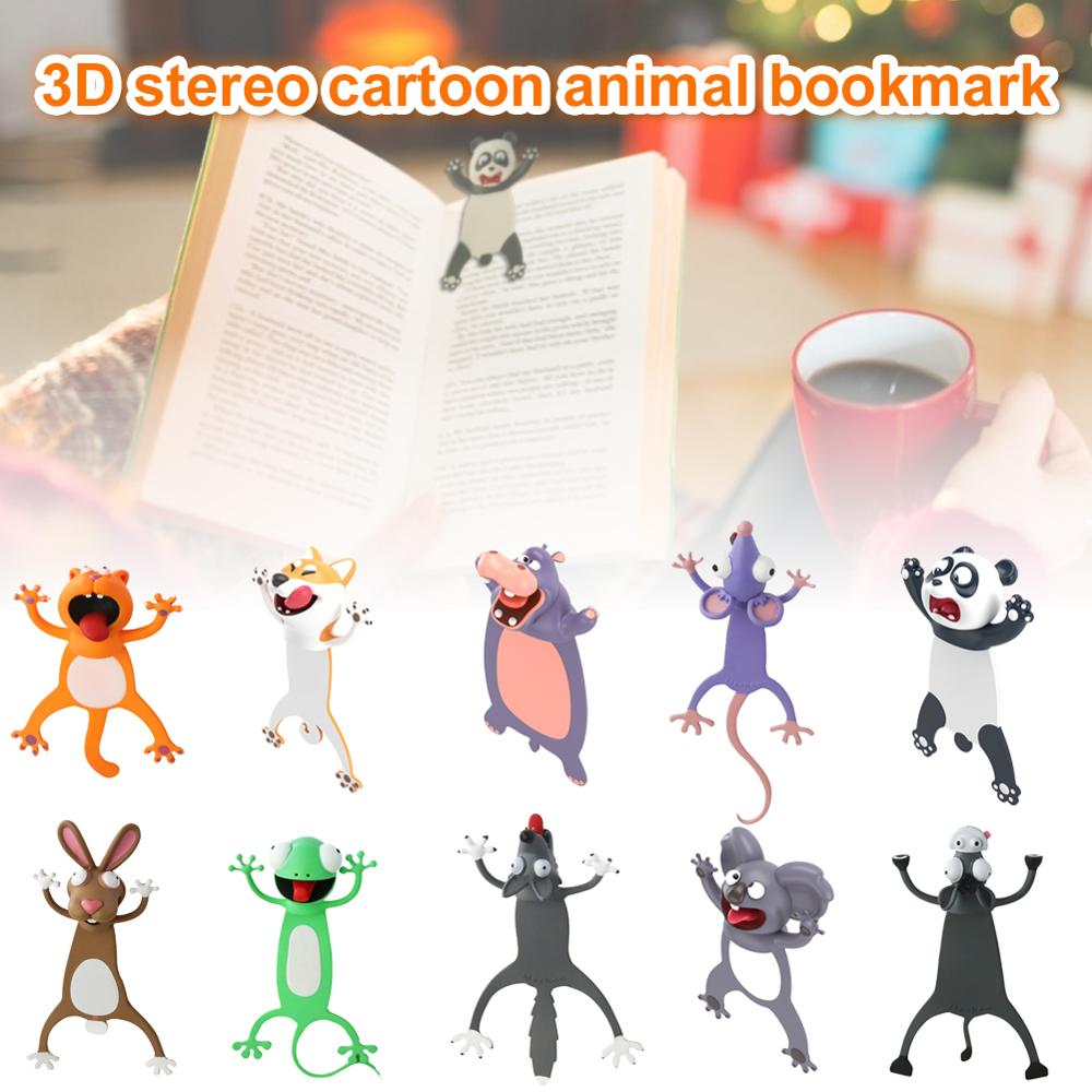 3D Animal Wacky Bookmarks Cute Book Marks Cartoon Bookmark for Kids Teens Boys Girls Help with Reading