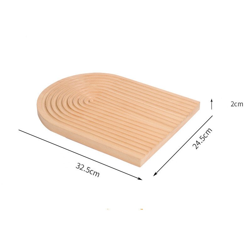 Food Photography Photo Props Wooden Crafts Wave Pattern Food Fruit Dessert Dinner Bread Tea Coffee Trays Plates Storage: Brown