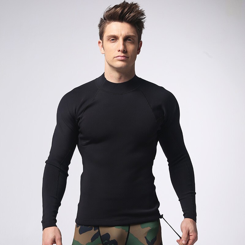 Mænds gym 1.5mm neopren t-shirt langærmethøj elastisk vest body shaper slankende sportstøj toppe: L