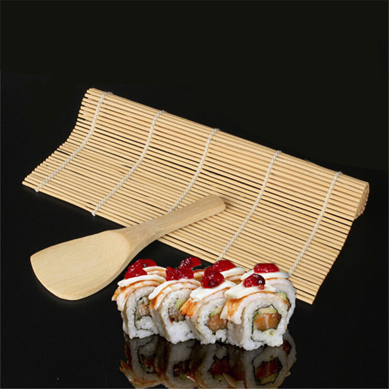 1Set Sushi Gereedschap Rolling Roller Bamboo Materiaal Mat Maker Diy Rijst Paddle Koken Gereedschap Keuken Accessoires
