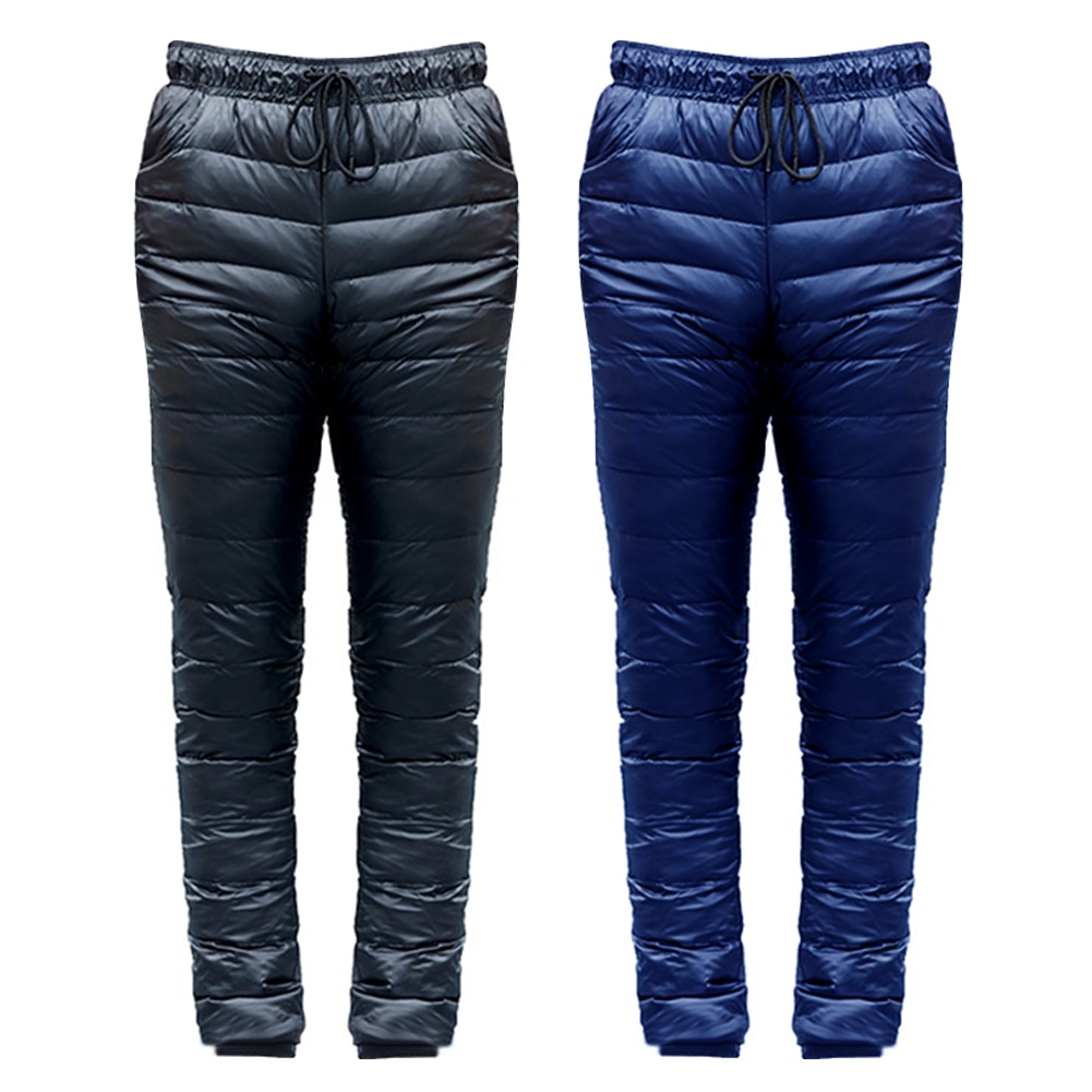 Winter Gans Unten Hosen Outdoor Camping Skifahren Hosen Verdicken Wasserdichte Hosen S-5XL Männer Frauen Gans Unten Hosen