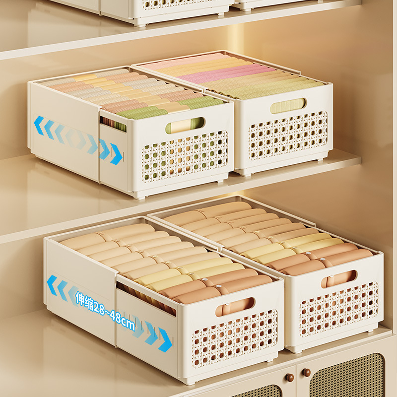 Clothes Storage Box Expandable Wardrobe Clothes Organiser Layered Plastic Assembled Storage Organizer Underwear Boxes