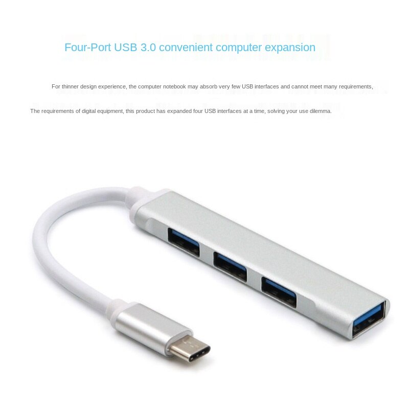 4 puertos USB 3,0 HUB Splitter Adaptador tipo c a USB Multi adaptador de Cable de expansión