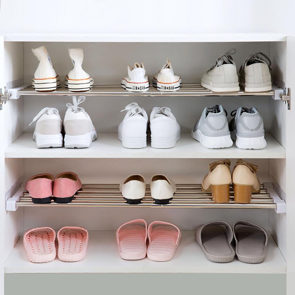 Adjustable Closet Shelf Wardrobe Storage Rack Shelves Closet Organizer Shelf Dividers Cabinets Layered Partition Storage Frame