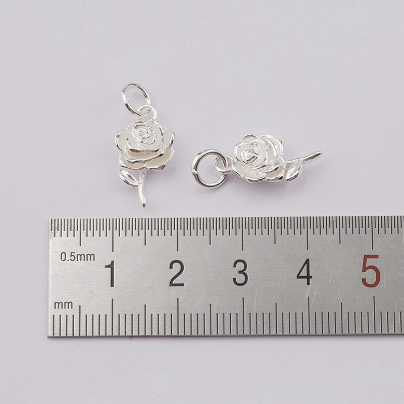 1PCS 925 sterling silver Charm lovely rose flower Pendant silver Flower pendant for Necklace making jewelry accessories