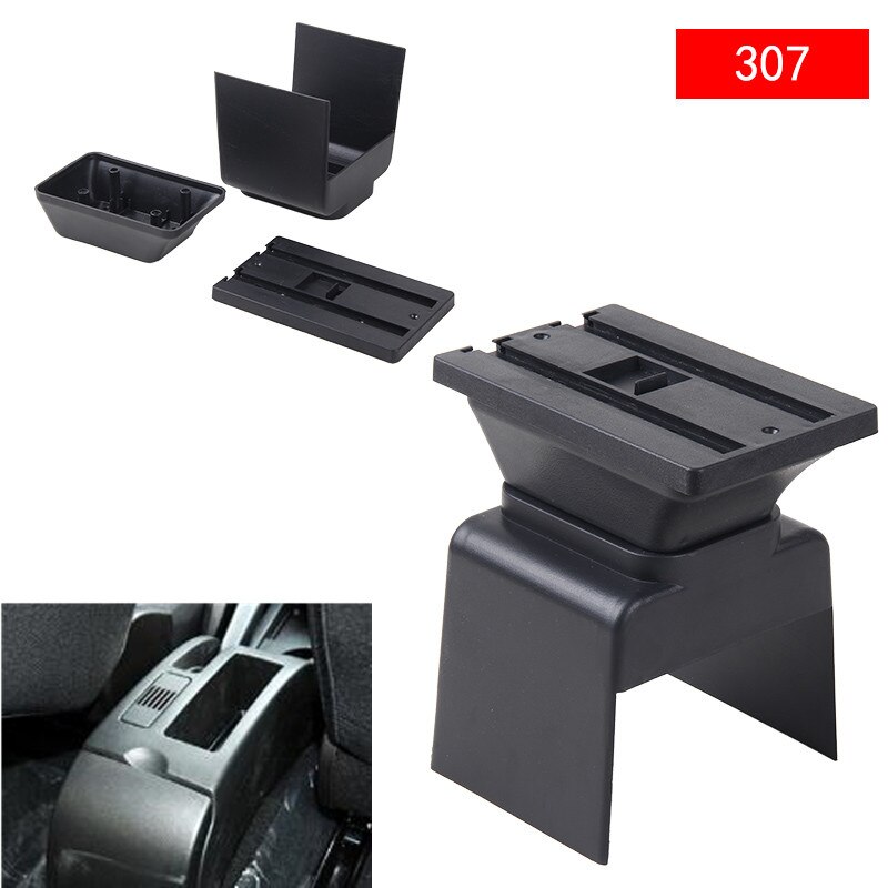 Caja de almacenamiento reposabrazos para Peugeot 307 apoyabrazos Centro consola: Black base only
