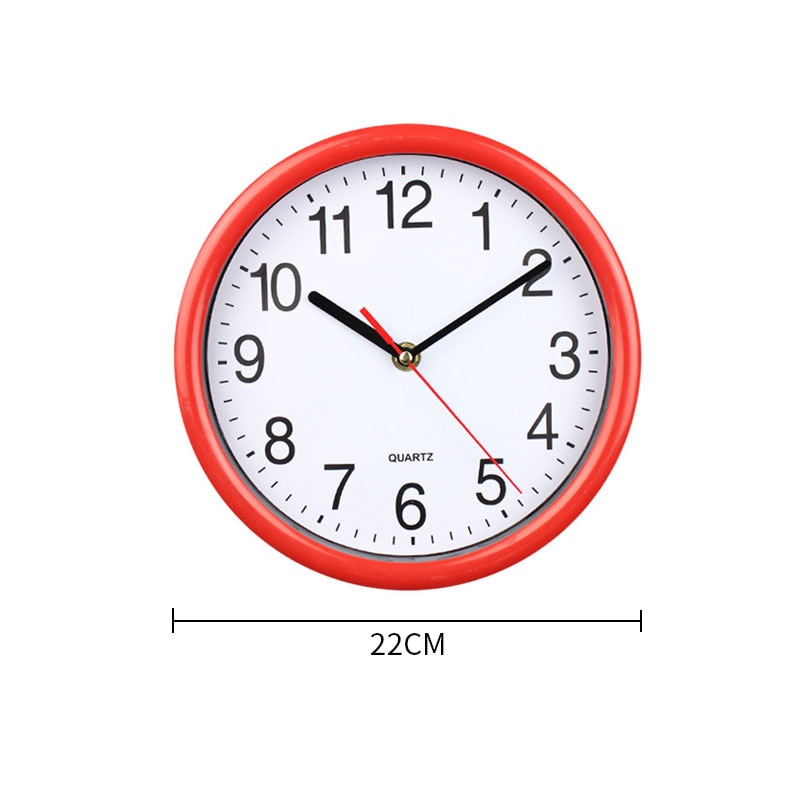Simple Round 8 Inch White Background Clock Clock Study Room Kitchen Living Room Silent Scanning Quartz Wall Clock -1