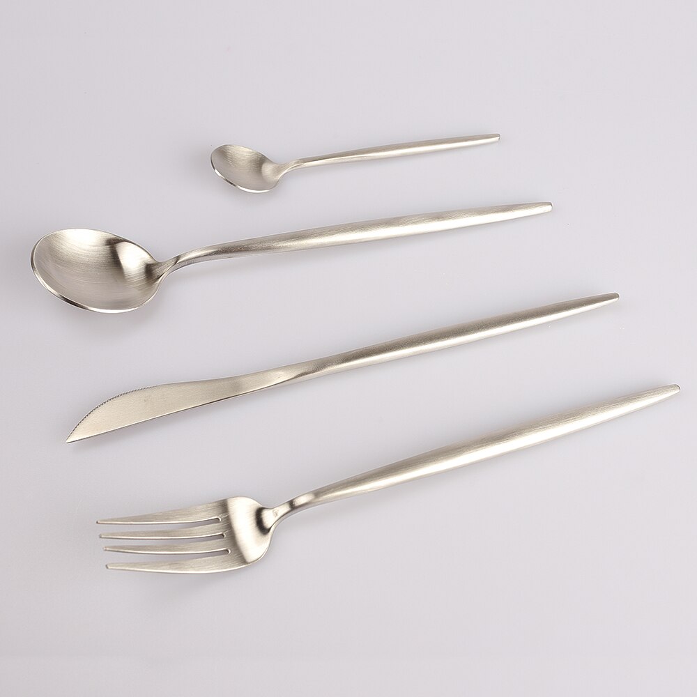 4 Stck einstellen Edelstahl Besteck einstellen Luxus Geschirr 10 Farben Erhältlich Gabel Messer Nachtisch Geschirr Gold Silber Schwarz: rein Silber-