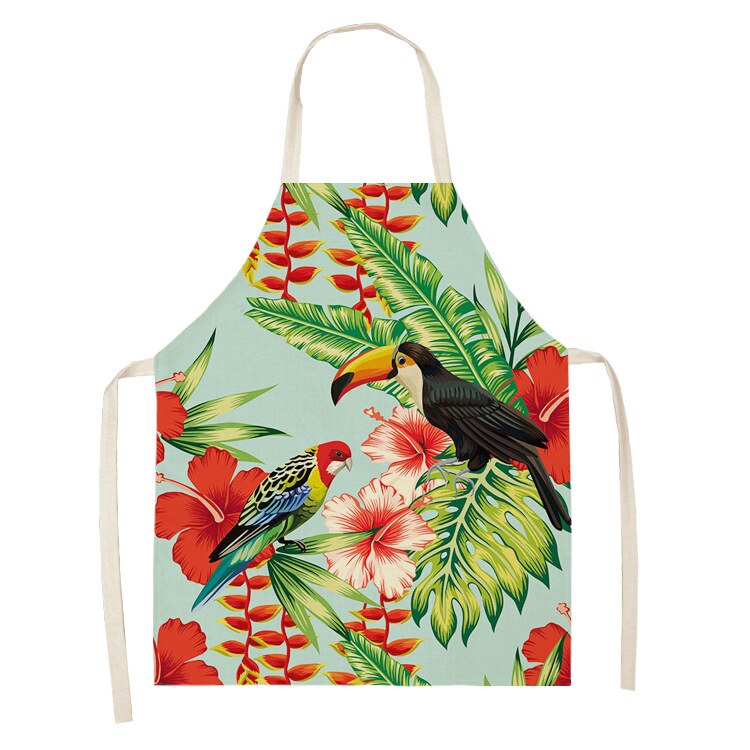 1Pcs Farbe Vogel Muster Reinigung Kunst Grün Schürzen Hause Kochen Küche Schürze Kochen Tragen Baumwolle Bettwäsche Erwachsene Lätzchen 53*65cm WQ0170: 2WQ-WQ0170-7