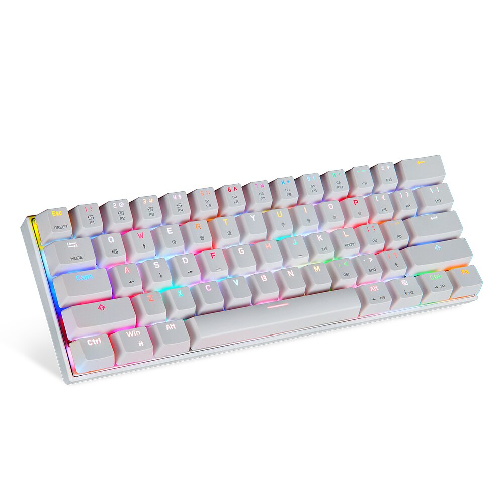 Motospeed CK62 BT3.0 USB clavier filaire rvb clavier mécanique claviers de jeu pour tablette ordinateur portable Smartphone commutateurs bleu et rouge: WHITE / Bleu commutateur