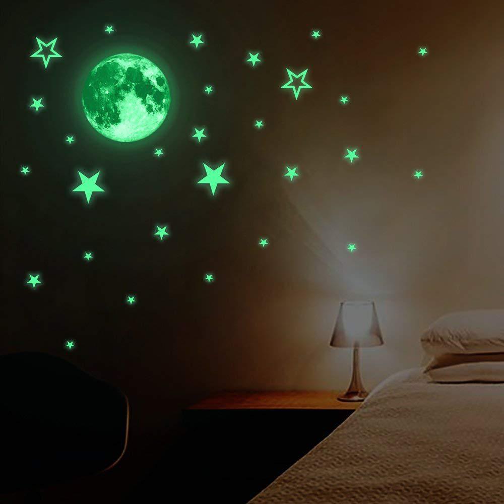Lichtgevende Maan Sterren Combinatie 3D Muursticker Kinderkamer Home Decor Glow In The Dark Stickers