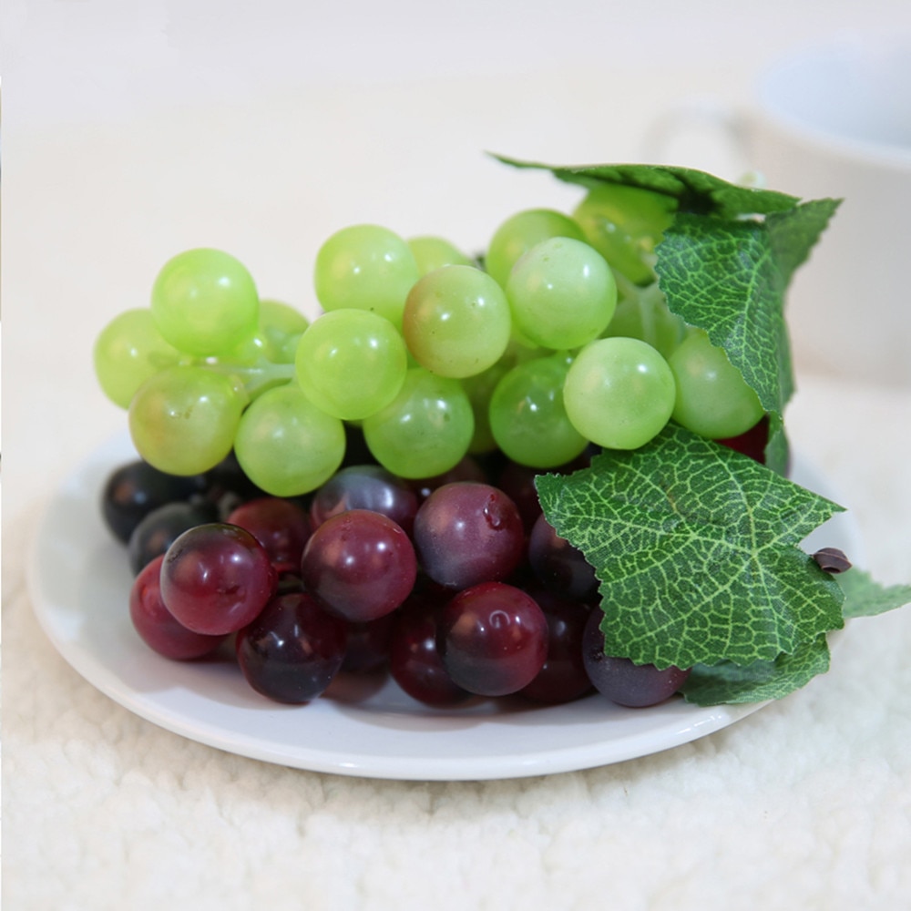 3 Bundle/pack Artificial Grape Bunch Artificial Plastic Fruit for Home Wedding Decor 22 pcs/bundle grapes (Red+Black+Green)