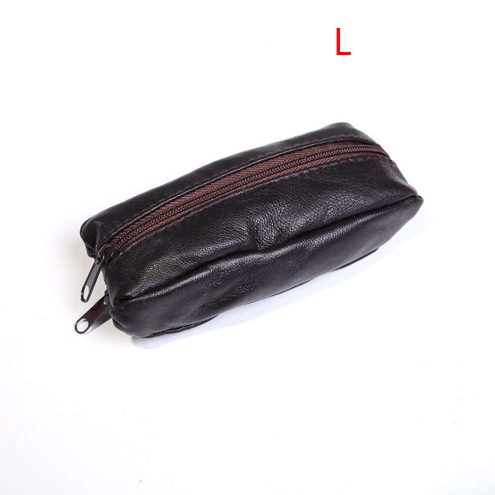 Casual Men Waterproof Portable Solid Artificial Leather Mini Wallet Multi Purpose Key Hanging Zipper Coin Purse Practical Soft: Brown L