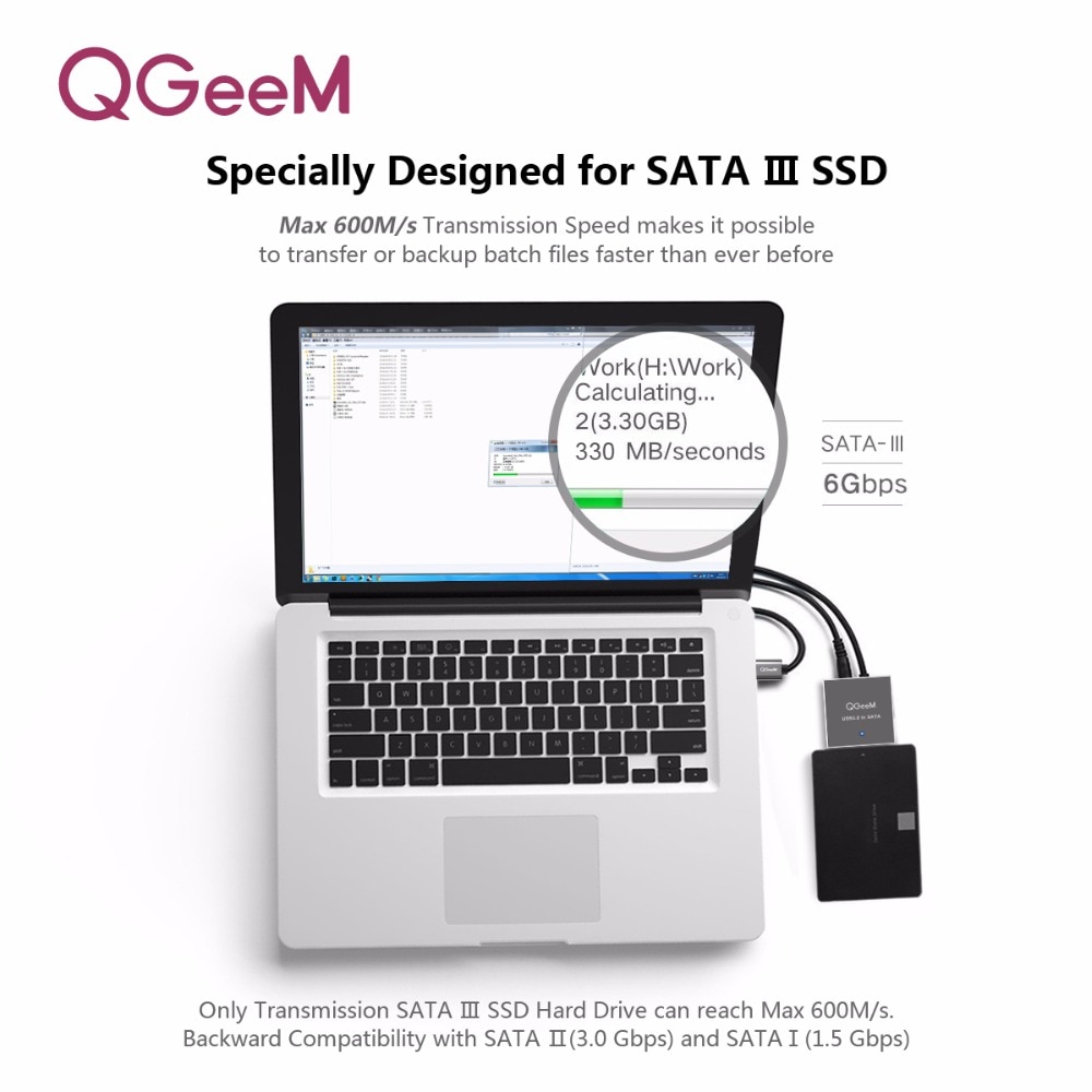 Qgeem Sata Naar Usb Adapter Usb 3.0 Kabel Naar Sata Converter Voor Samsung Seagate Wd 2.5 3.5 Hdd Ssd Harde disk Usb Sata Adapter