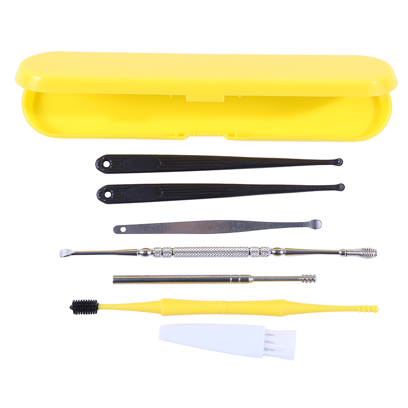 Ear Wax Removal Kit Ear Wax Remover Stainless Steel Ear Pick Earwax Remover Tool With Storage Box Reusable Ear Wax Removal: 7PCS