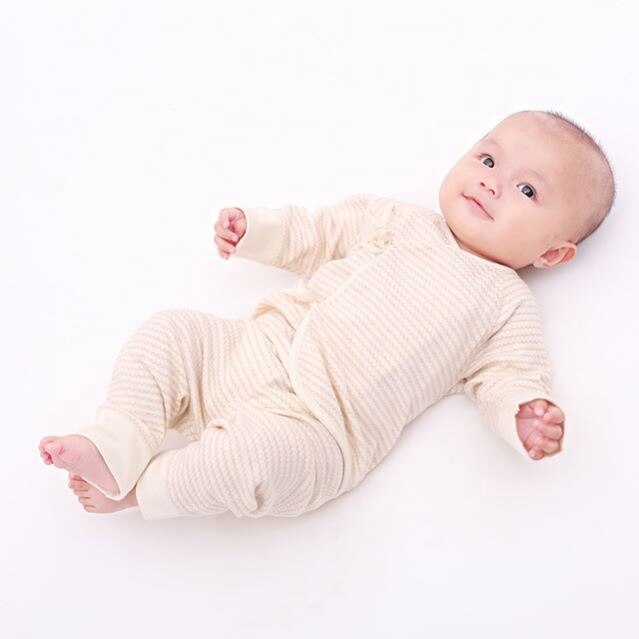 Coton rayure Jacquard manches longues bébé pyjama ensemble pour enfants corps hauts + pantalon à manches longues bébé garçon fille vêtements ensemble 0-6M Playfits