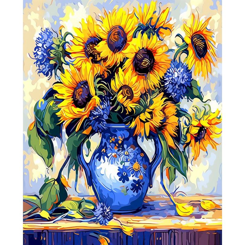 PhotoCustom Sunflower 60X75cm DIY Painting By Numbers Flowers Oil Paint By Numbers On Canvas Frameless Digital Painting Number K: Light Grey / 35x50cm