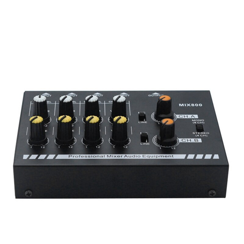 4 / 8-Channel Mini Mixer 4-Channel Line Mixer Reverb o Mixer EU plug
