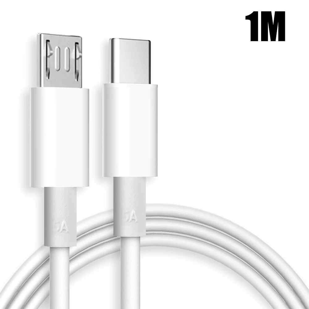 Universal Micro USB To USB C Cable Quick Charging Mobile Phone Wire USB-C Male To Micro-B Male Converter Data Cord Cables: black