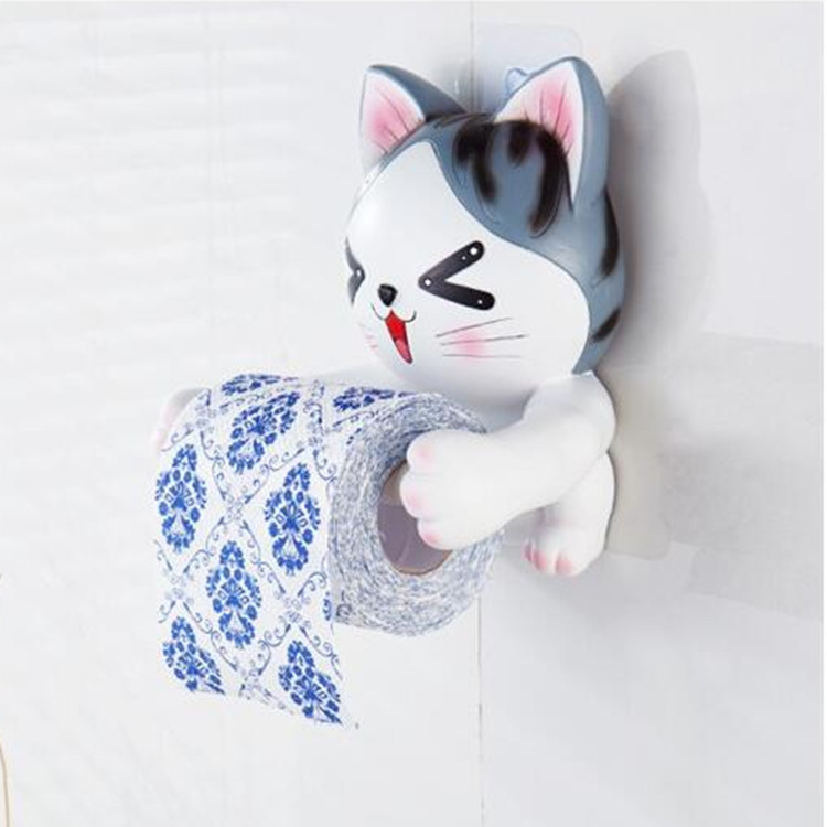 Soporte de papel higiénico para perro gris, bandeja de resina higiénica para el baño, caja de pañuelos de mano con perforaciones libres, soporte para toallas de papel para el hogar, carrete, carrete