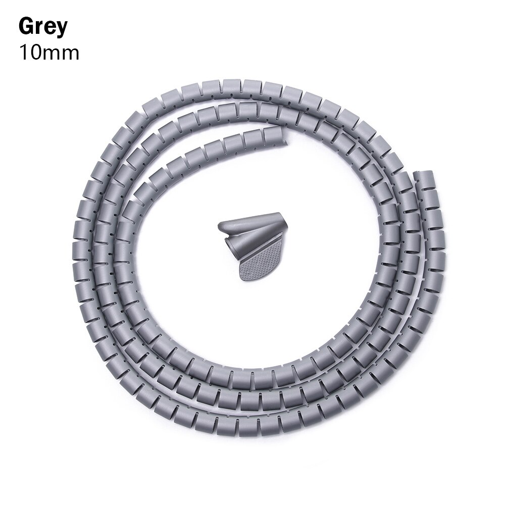 2M/1.5M Opslag Pijp Cord Protector Kabel Buis Organizer Flexibele Spiraal Kabel Organizer Winder Desk Tidy Kabel accessoires: 10mmx1.5m grey