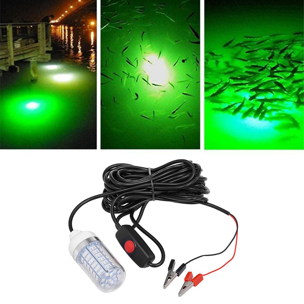 Vissen Lichten 12V Led 15W Groene Verlichting IP68 Waterdichte Onderwater Verzamelen Lichten Trekken Garnalen Inktvis Krill Lampen