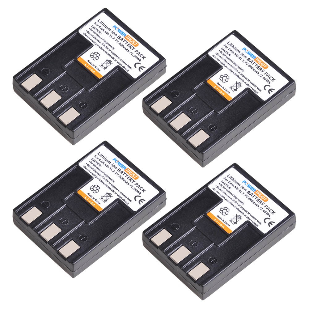 NB-3L + USB Charger for Canon NB-3L, Canon PowerShot SD10,SD20,SD100,SD110,SD500,SD550,Digital IXUS 750 IXUS i IXUS, IXY 30 30a: 4x Batteries