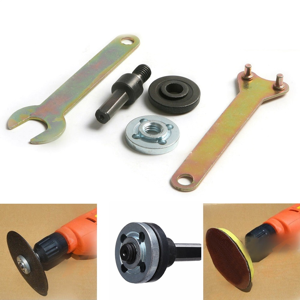 M10/16mm Drill Angle Grinder Mandrel Adapter Disc Holder Kit Spanner Set Hole