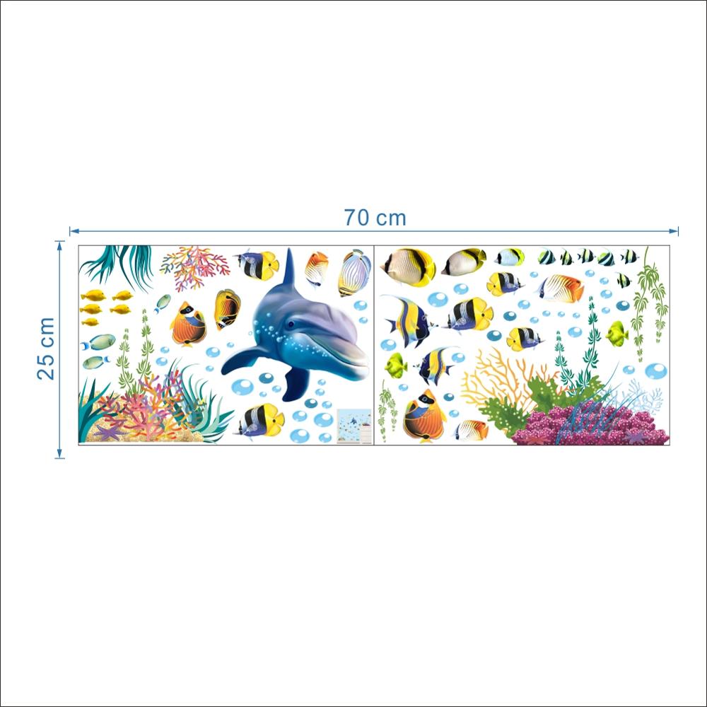Dolphin Fish Aquarium Ocean Wall Sticker For Kids Rooms Bathroom Kitchen Home Decor Cartoon Animals Decals Pvc Mural Art