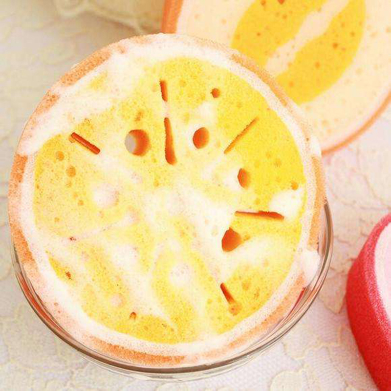 Esponja de limpieza con forma de fruta, utensilio de limpieza fuerte, ideal para cocina, baño, 12x12x3cm, 1 Uds.