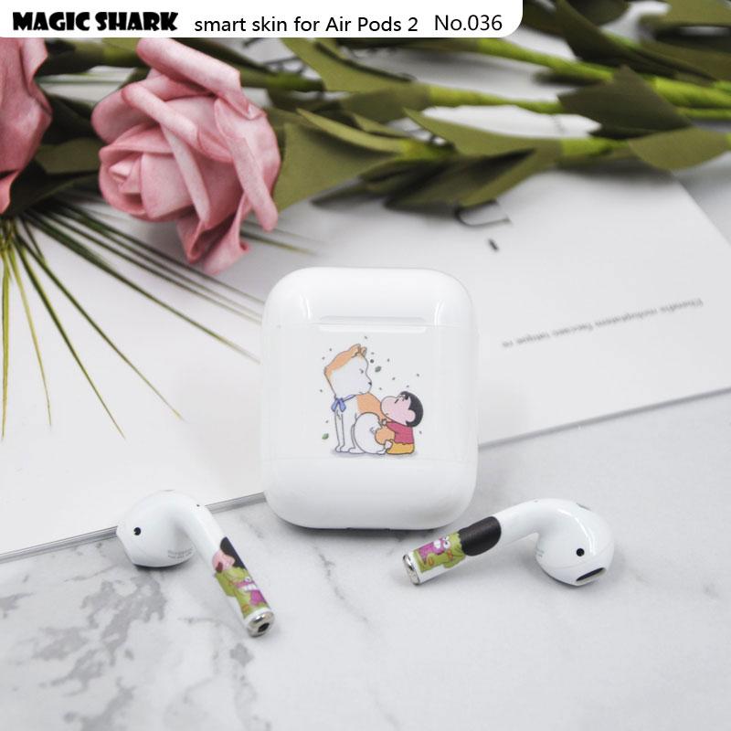 Magic Shark Clear Cute Simpsons Flower Crayon Shinchan Leaf Ultra Thin Sticker Film for Apple Airpods II 2 Earphone 028-050: 036