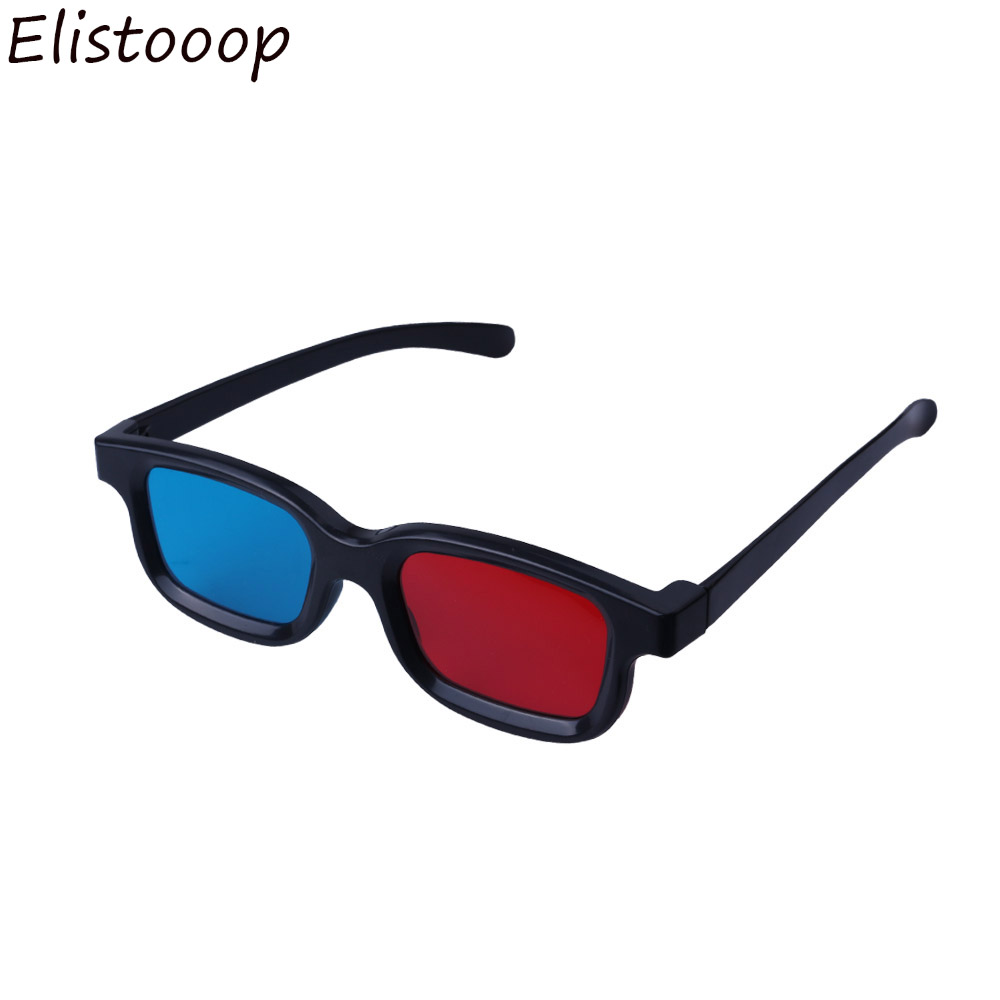 Universal 3D Black Frame Red Blue Cyan Anaglyph Plastic glasses For 3D Movie Game DVD cinema 2Pcs 3D Glasses