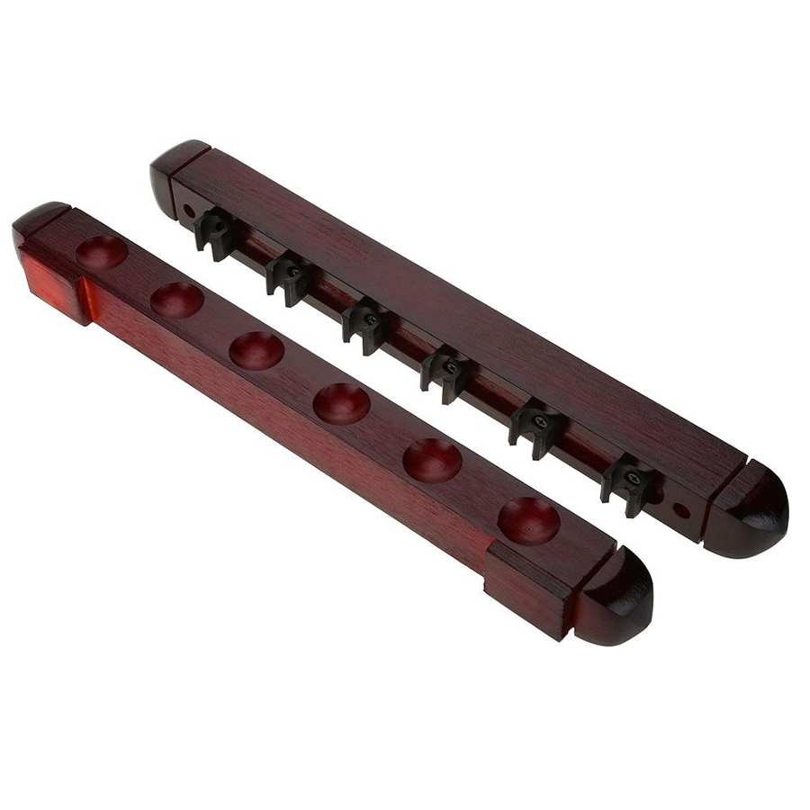 2pcs Billiard Pool Wall Mount Hanging 6 Cue Sticks Wood Rack Holder for Snooker Cue Space Saving Holder Wine Red