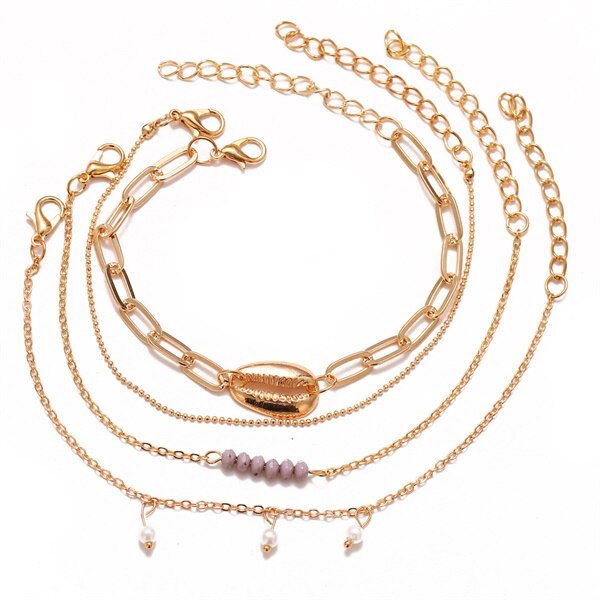 Vienkim Charme Neue mehrschichtig Münze Anhänger Perlen Kette Armbinde Gold Perle Pailletten Armbänder für Frauen Schmuck: ZL0000266