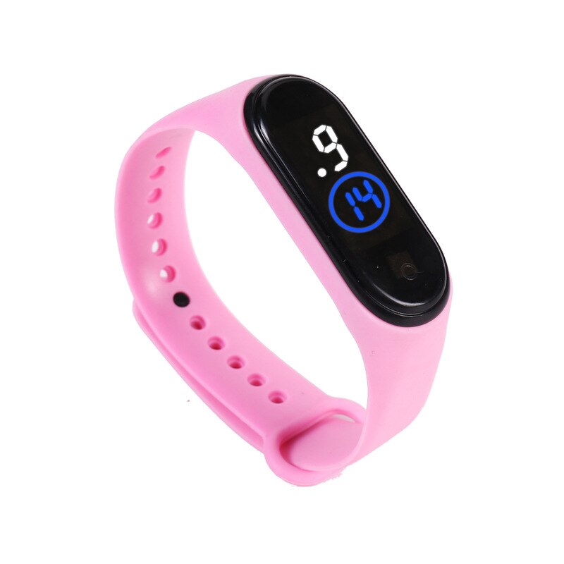 Hvidt blåt lys led sportsure børn gummirem digital børne ur til piger drenge girt relogio masculino herre relojes: Lyserød