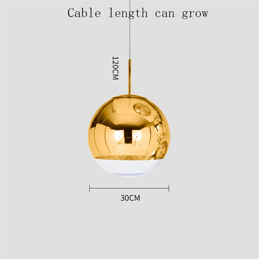 Argent or verre Lustre pendentif lumières Globe boule pendentif LED lampe salon Luminaire suspendu lampara Lustre éclairage E27