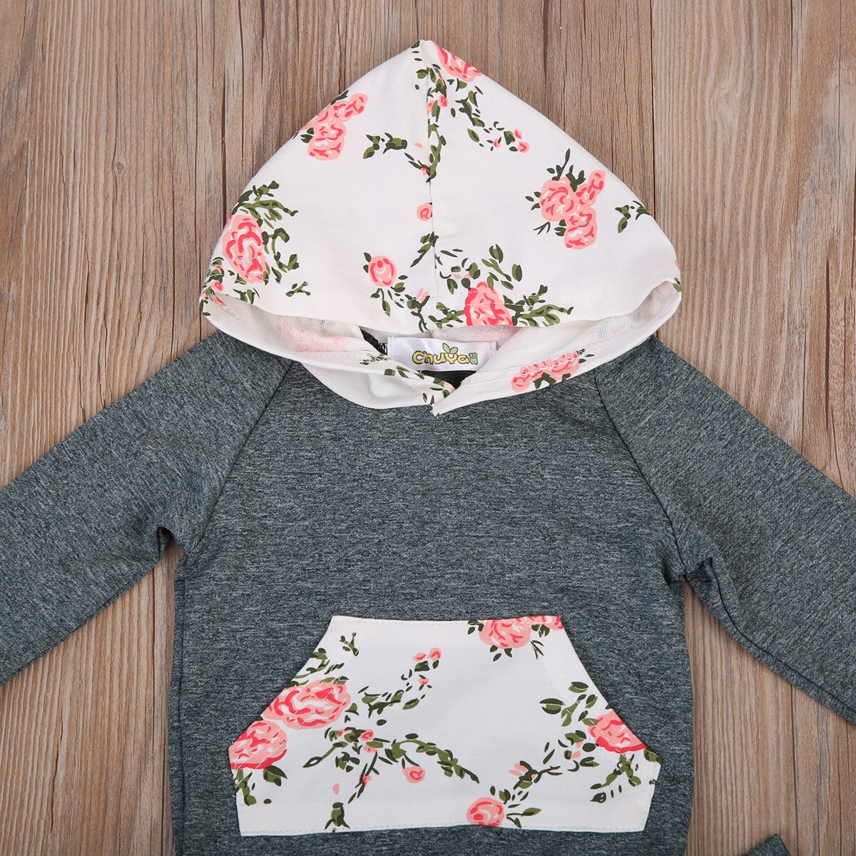 Arrivels Newborn Baby Boy Girl Floral Clothes Long Sleeve Hooded Tops+Floral Long Pants Leggings Outfits Set