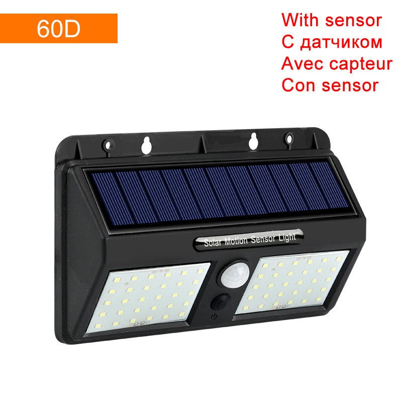 Waterproof PIR Motion Sensor Solar Light 20 30 48 60 96 LED Rechargeable Security Solar Lamp Outdoor Emergency Wall Light: 60D