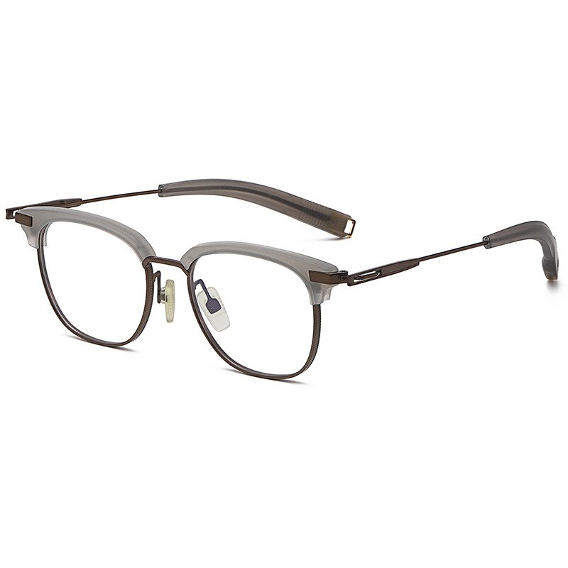 Montura de placa para gafas para hombre, Marco para cejas, Dita411 con el mismo marco grande de cara ancha, se puede combinar con vidrio Retro para Miopía: grey bronze