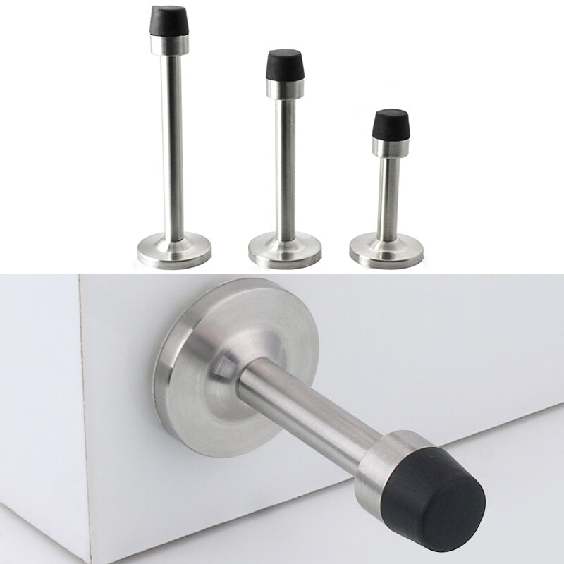 Stainless Steel Magnetic Door Stopper Stop Bathroom Glass Wall Bracket Non Punching Sticker Hide Floor Mounted Door Holders
