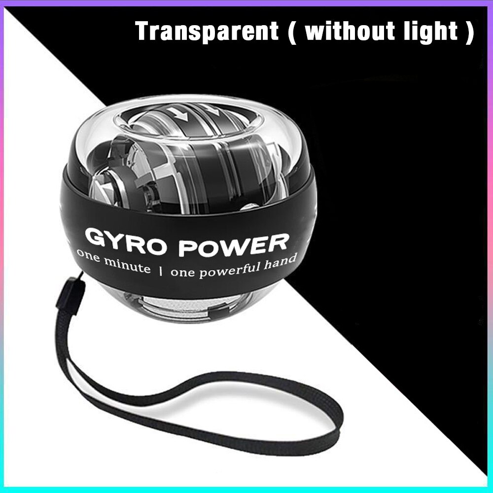 LED Exercise Gyroscope Jaw Power Wrist Ball Gyro Force Hand Muscle Trainer Strengthener Equipment Gym Fitness Sports Exerciser: black