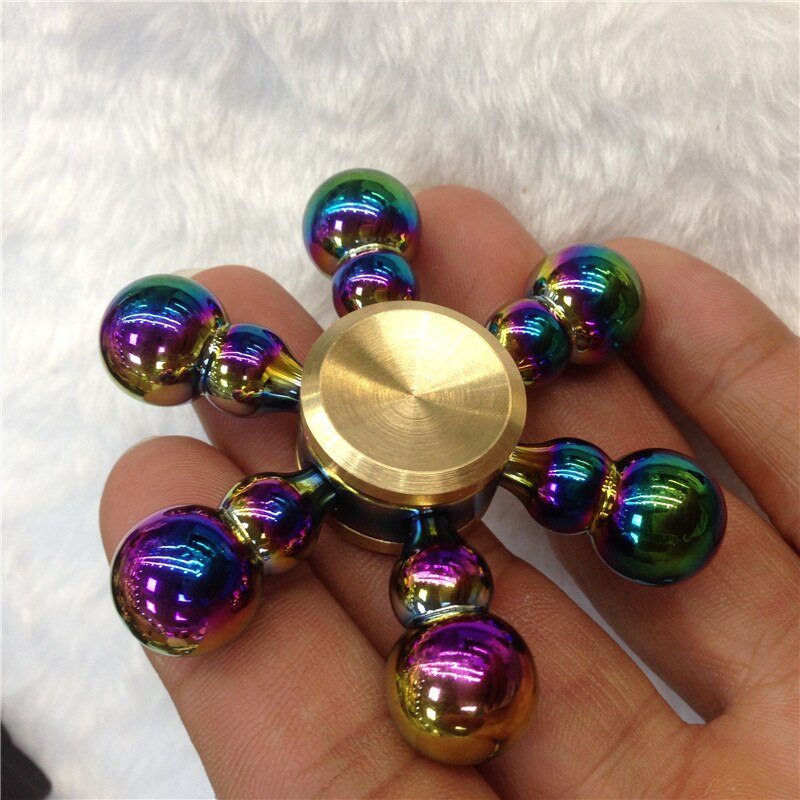 Spinner de mano para reducir el autismo, juguete Antiestrés con caja de , arcoíris, seis brazos, TDAH