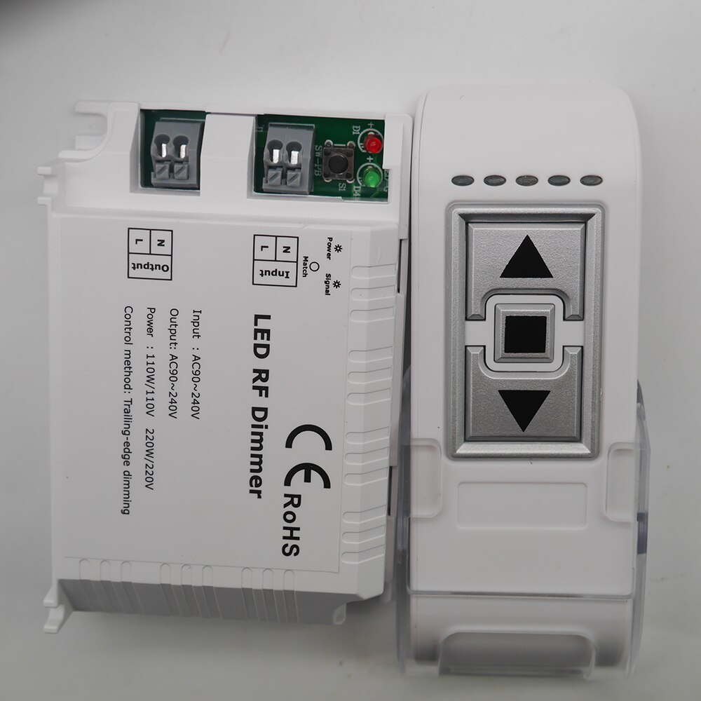 Högspänning  ac90-240v trådlös led ljusstyrka rf dimmer 3 nycklar fjärrkontroll bakkantsdimmer för led-ljus glödlampa  dm014