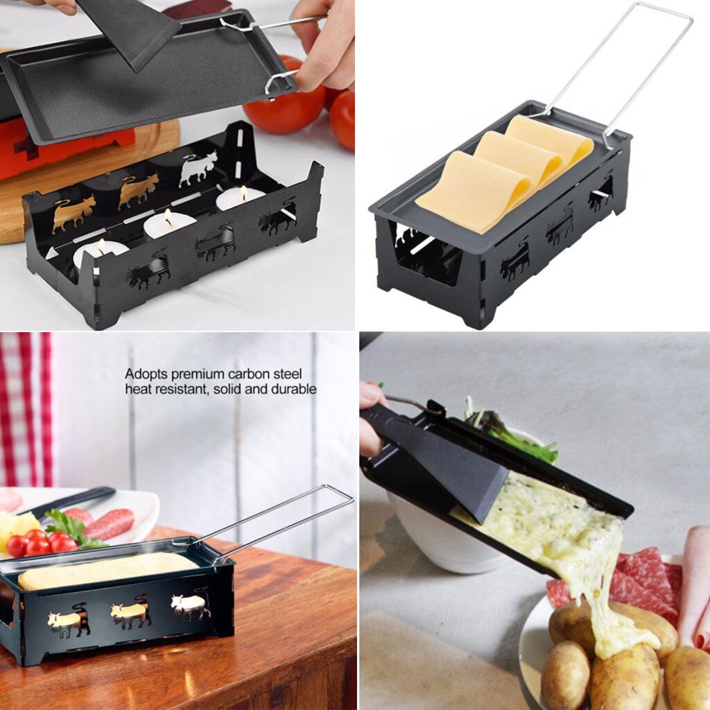 Cheese Grill Frying Pan Non-Stick Pan BBQ Stainless Steel Stove Baking Pan 3PC Candle Set Kitchen Cookware #YL5