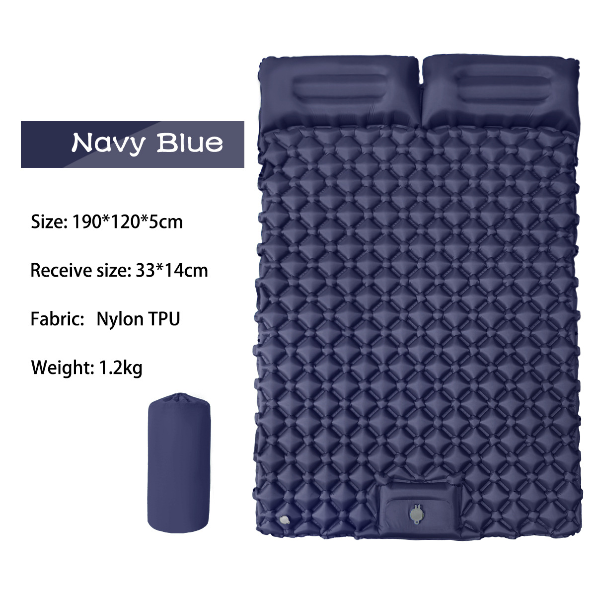 Outdoor Sleeping Pad camping tent Air Mat for Travel Backpacking Hiking Double Inflatable Mattress with Built-in Pillow Pump: Blue