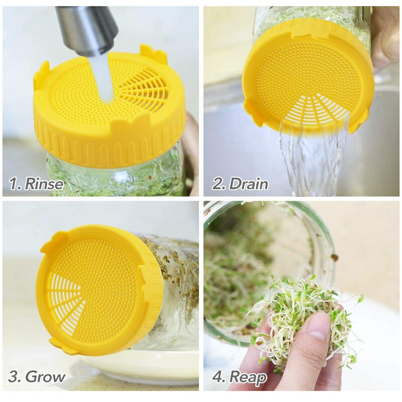 Tapa para vivero de 86mm, colador de plástico con pantalla de semillas, tapa para tarro ancho de Mason, se puede cultivar, para Cocina